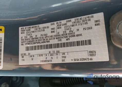 2024 Ford Bronco Wildtrak z USA, uszkodzony, nr VIN 1FMEE2BP6RLA96799